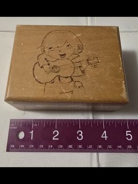 Vintage Reuge Swiss Music Box Wood Jewelry Trinket Box Girl Playing Guitar